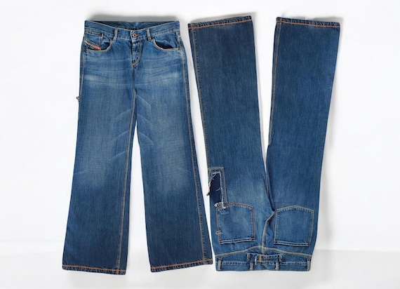 90s vintage Diesel グランジ フレアパンツ Y2K Diesel Men M Flare Distress Denim Pants Archive Y2K Luxury