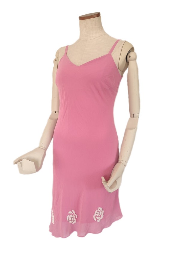 Y2k Vintage Pink Chiffon Strap Asymmetrical Dress… - image 3