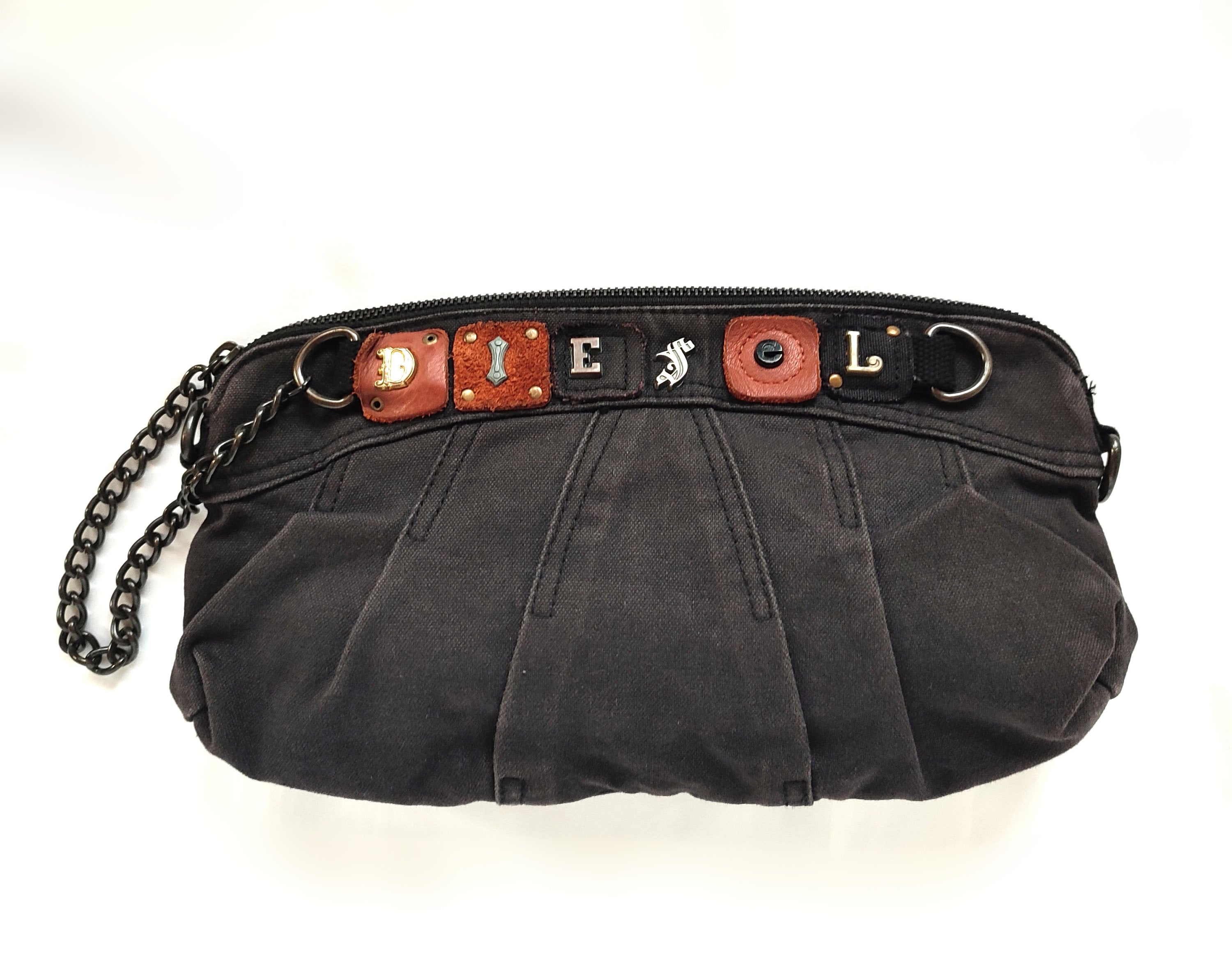 バッグ 00s archive multi pocket leather bag DIESEL Vintage Black Leather Shoulder Bag Grunge Archive