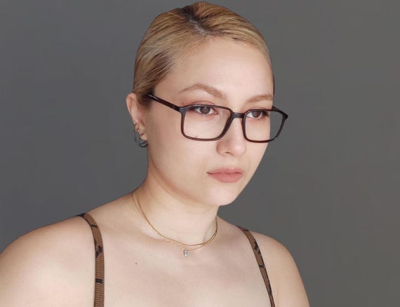 Square Rectangular Brown Eyeglasses Frame Memory … - image 5