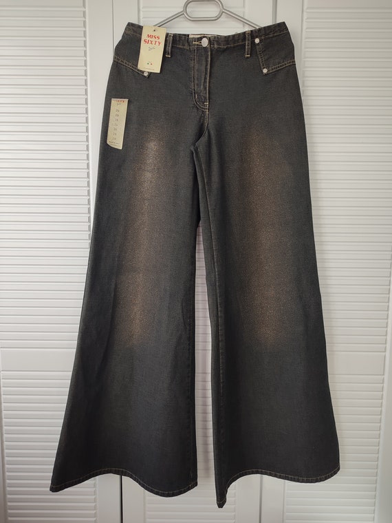 Y2k MISS SIXTY Low Waist Flared Jeans With Glitte… - image 4