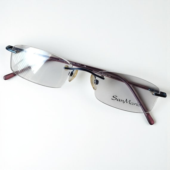 Vintage Rimless Eyeglasses Rectangular Small Opti… - image 1