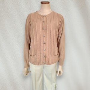 Marks&Spencer Beige Knit Cotton Cardigan for Women&#39;s Button Up With Pocket Chunky Cardigan/Jacket  90&#39;s 00&#39;s Y2k Cardigan S-M