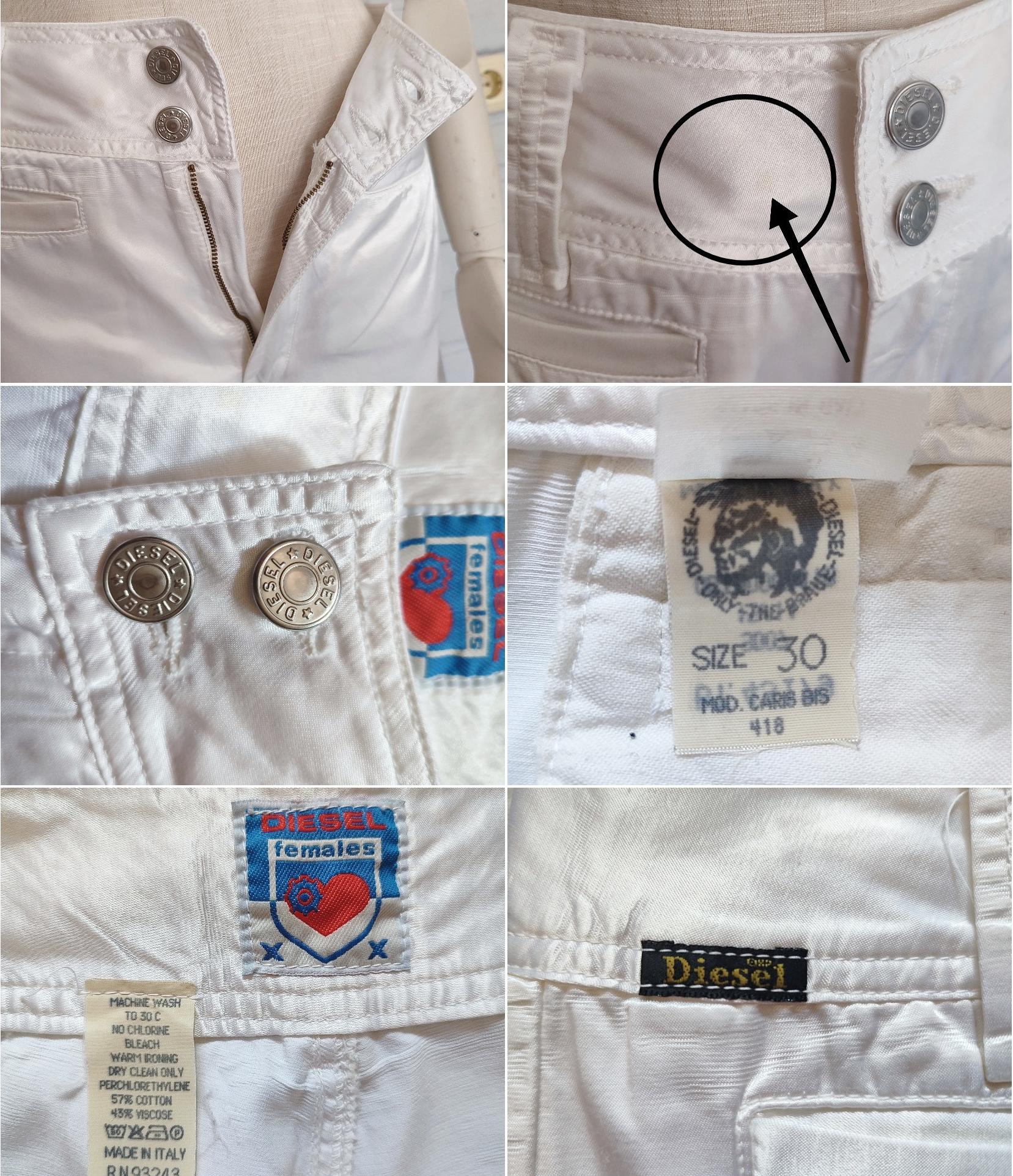 90's Vintage Diesel White Satin Pant With Logo High Waist