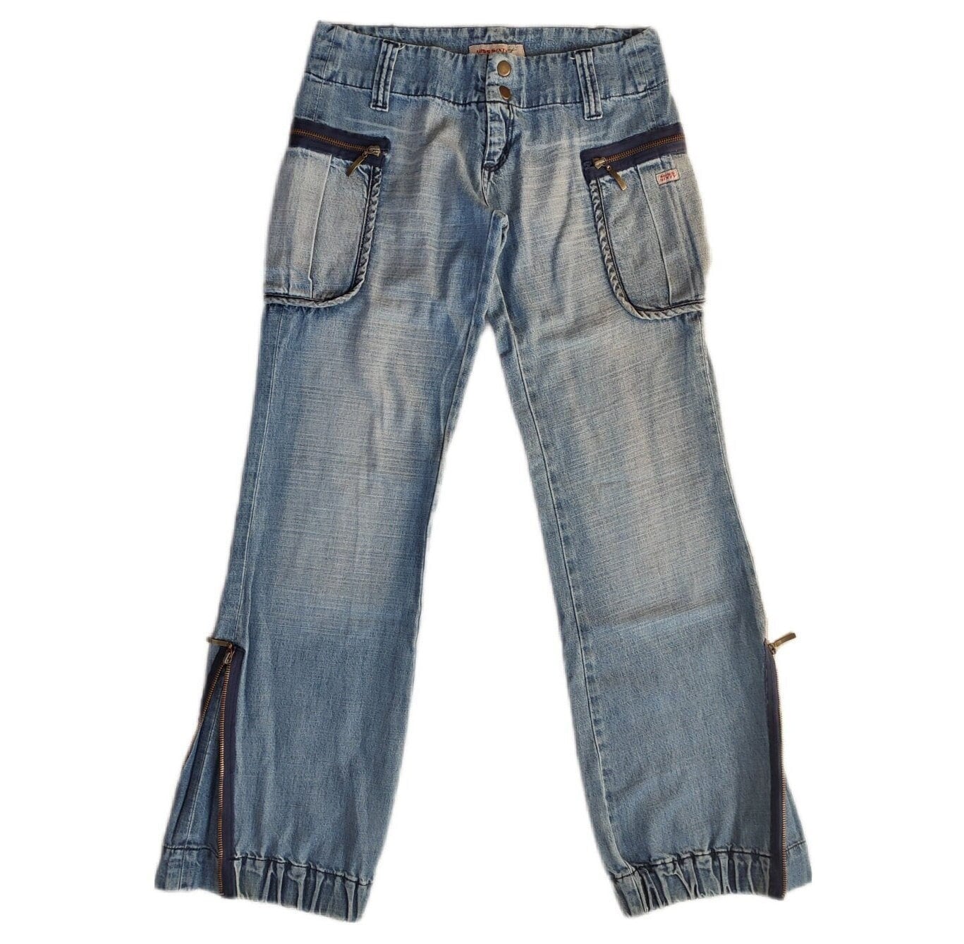 Y2k MISS SIXTY Low Rise Cargo Jeans With Logo Pocket, 00s Vintage