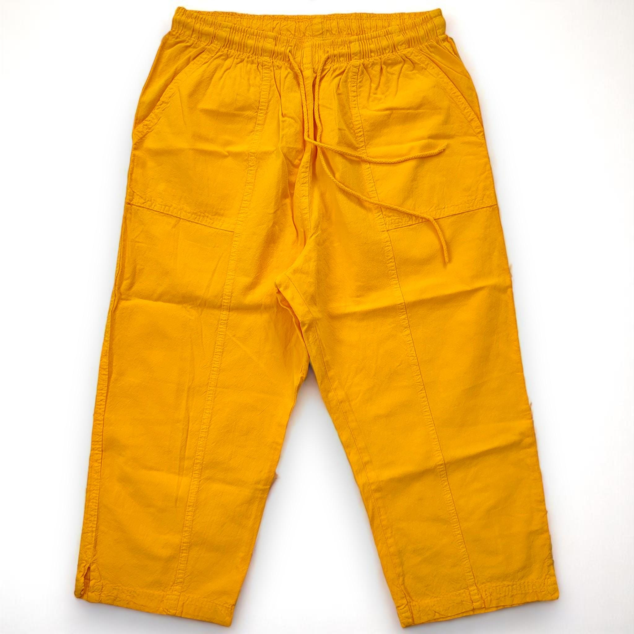Salsation Capri Pants-Yellow（黄）XSサイズ 90's Vintage Yellow Cotton Capri Pants High Waist Pocketed