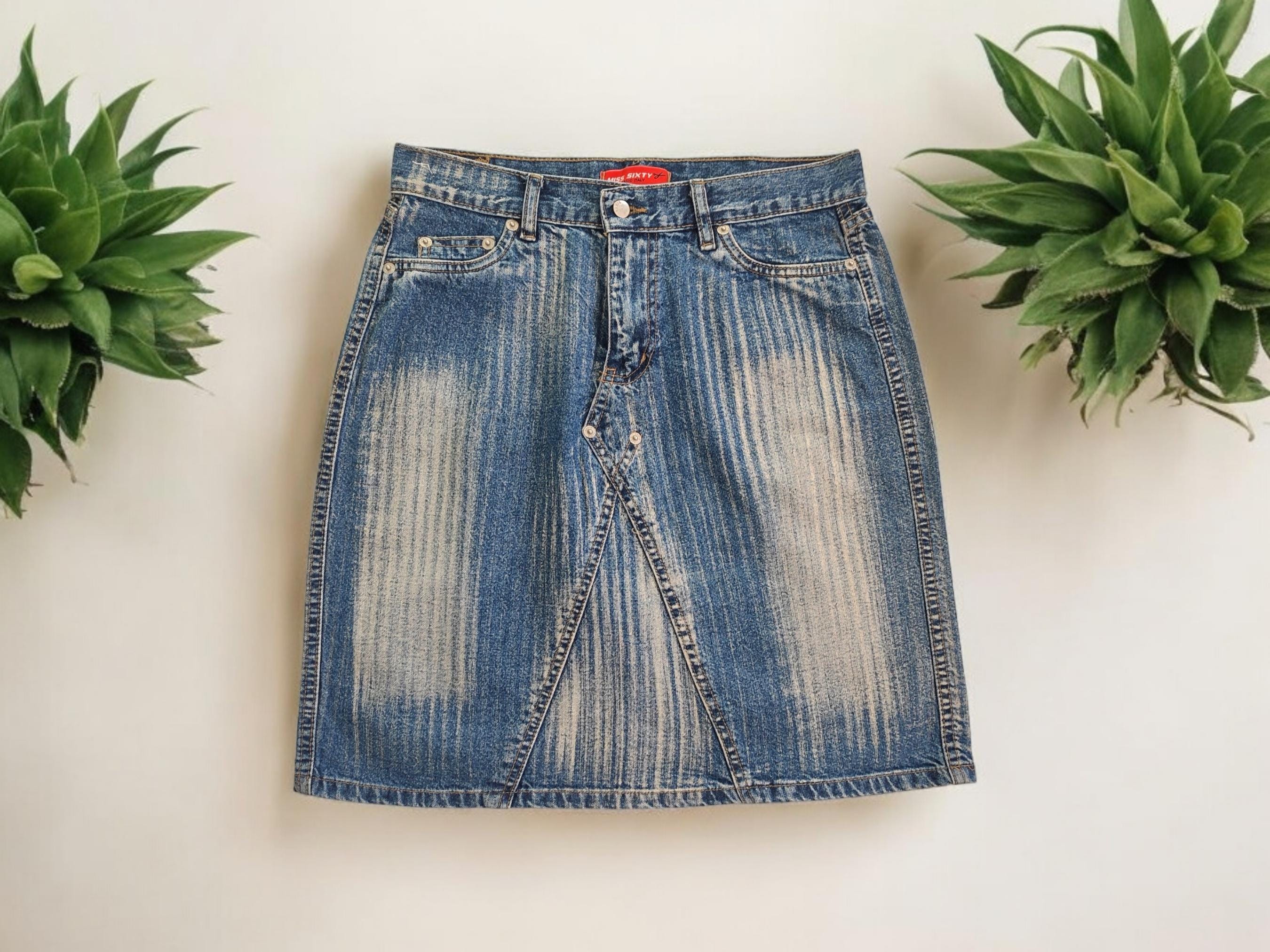 MISS SIXTY Vintage High Waist Mini Denim Skirt, 90s 00s Y2k
