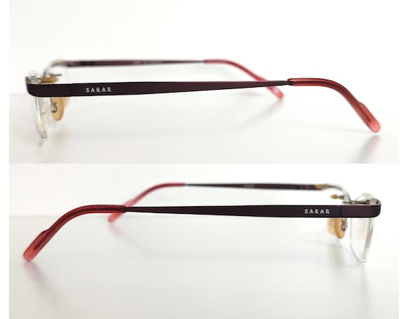 Vintage Rectangular Rimless Eyeglasses Frame in R… - image 9