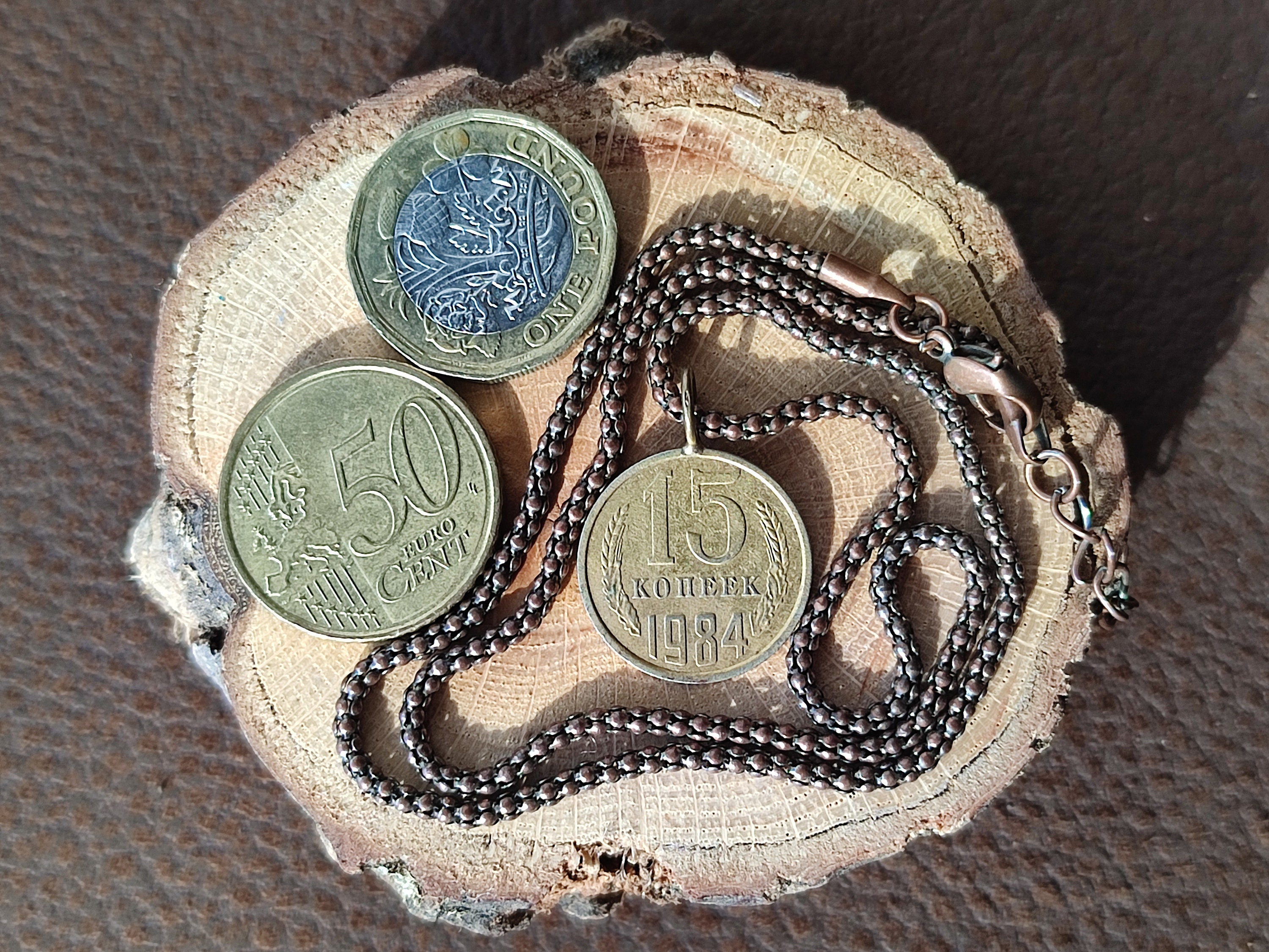 CCCP Soviet Union Russian Coin Necklace 15 Koneek 1984 Hammer Etsy