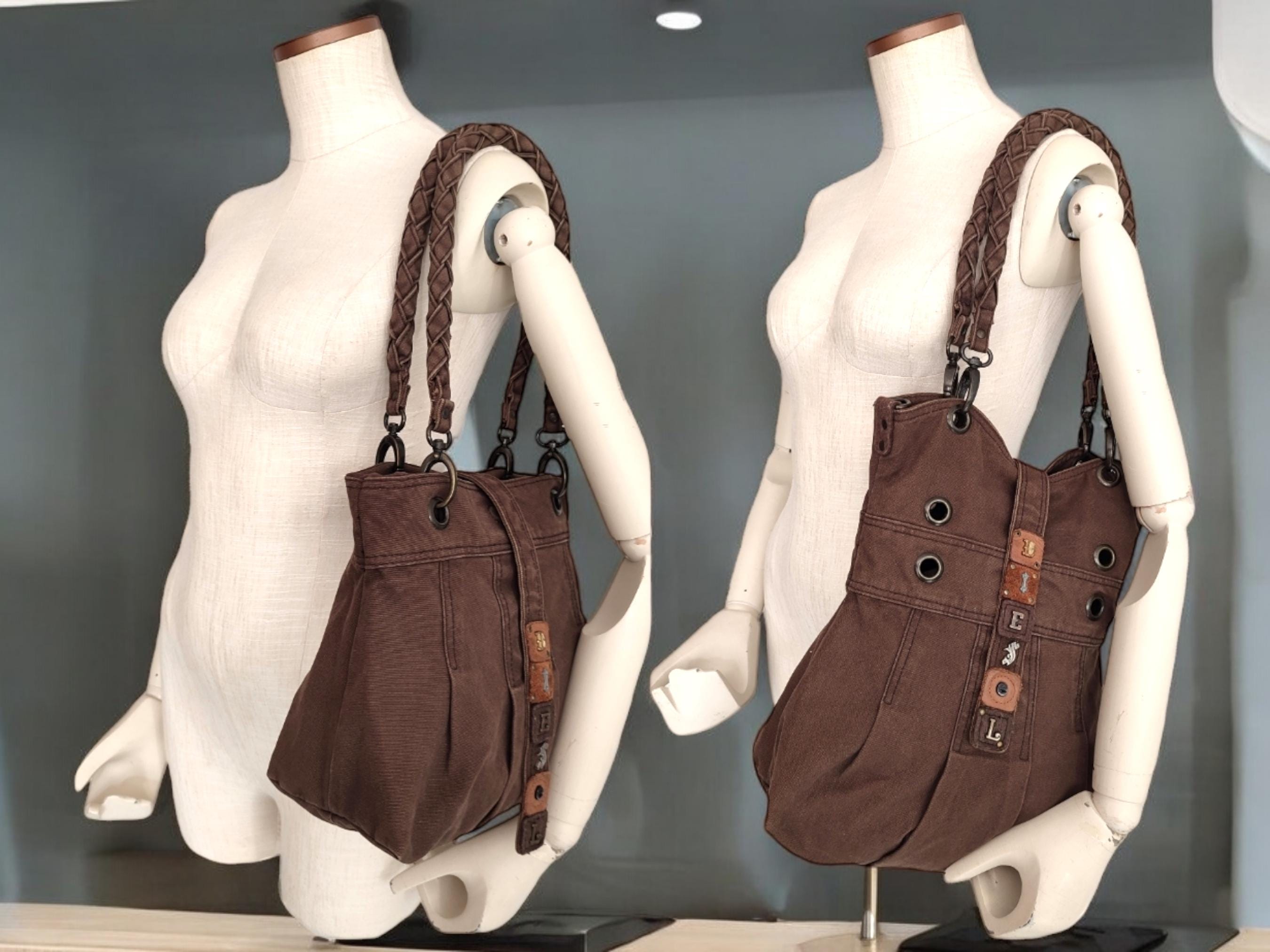 DIESEL Vintage Brown Shoulder Bag With Leather Logo, 00's DIESEL Vintage Brown Shoulder Bag With Leather Logo, 00's