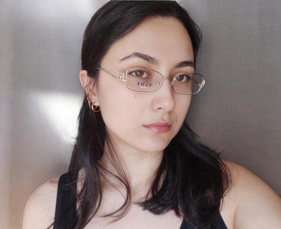 BLUE ICE Vintage Rectangular Gold Eyeglasses Fram… - image 3