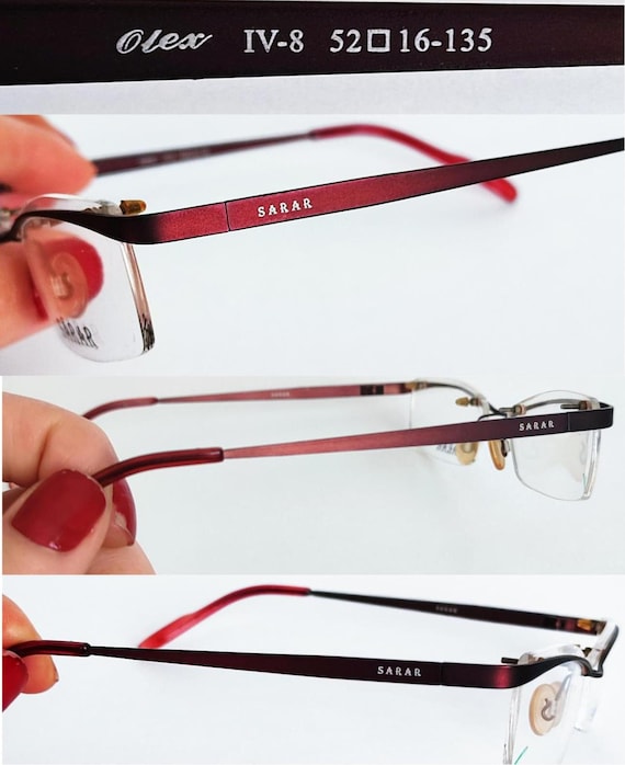Vintage Rectangular Rimless Eyeglasses Frame in R… - image 10