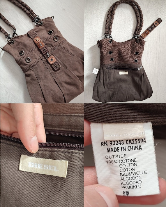 DIESEL Vintage Brown Shoulder Bag With Leather Logo, 00's