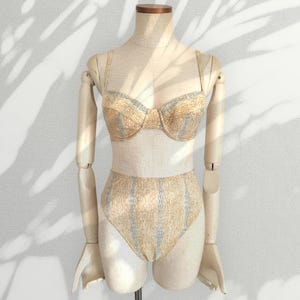 Y2k 90&#39;s Vintage Snake Pattern 2 Pcs Set Animal Print Bikini High Waisted Hi Cut Bikini Swimsuit/Swimwear/Beachwear Deadstock Medium