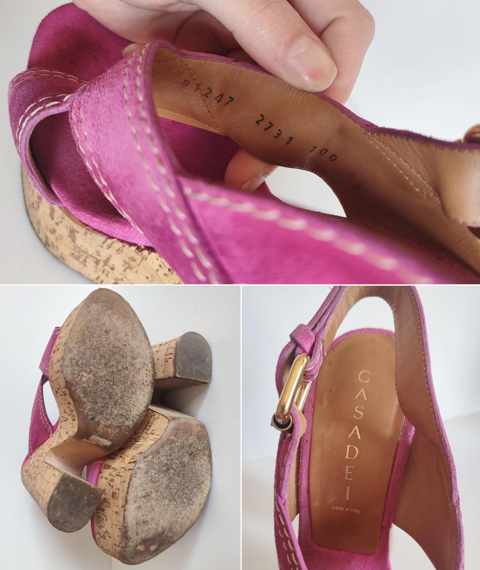 CASADEI Pink Ultra Platform Pumps Suede Leather Straps