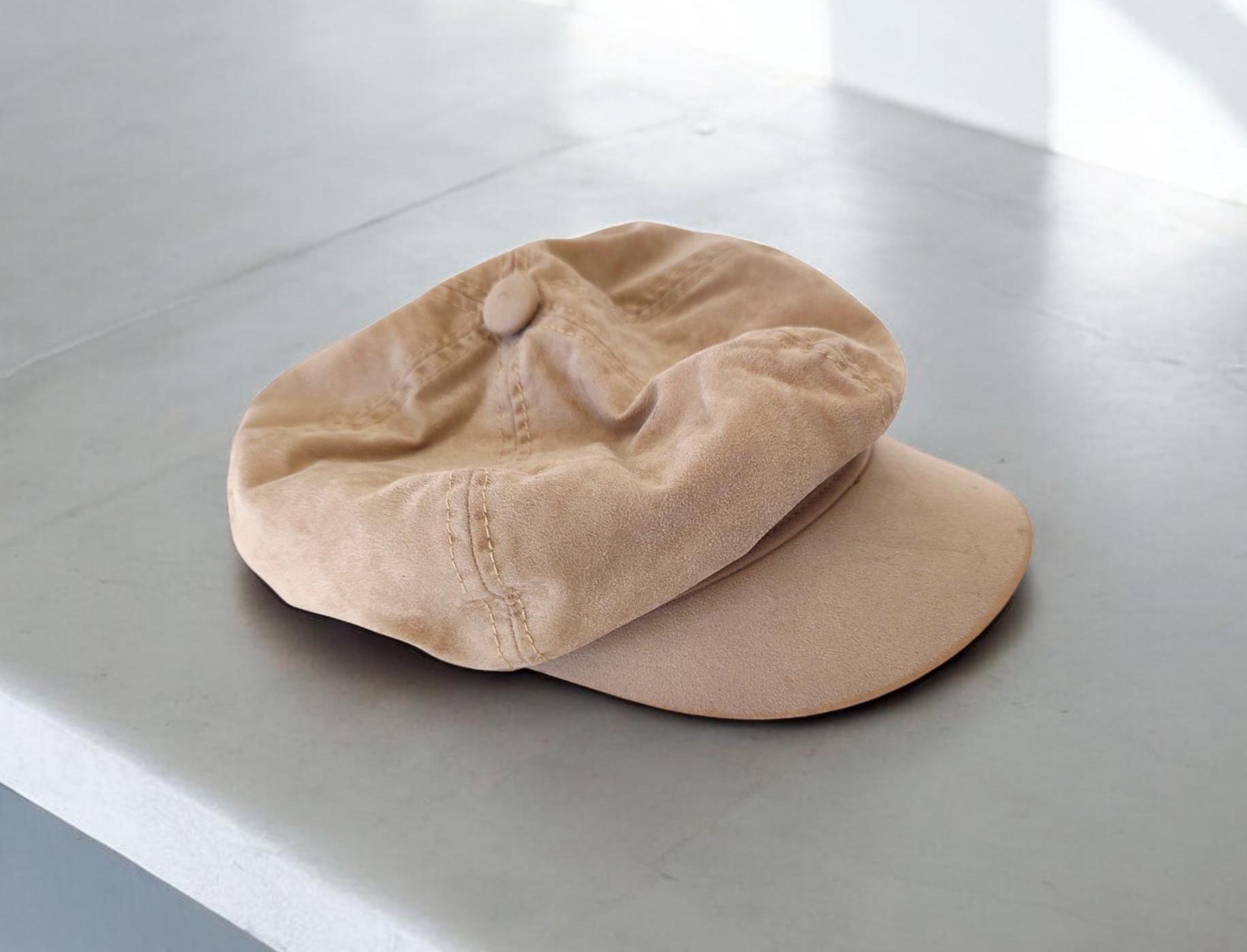Vintage Suede Newsboy Cap in Tan Old School Paper Newsboy Cap Poor Boy Hat Eddie Bauer  main image 2