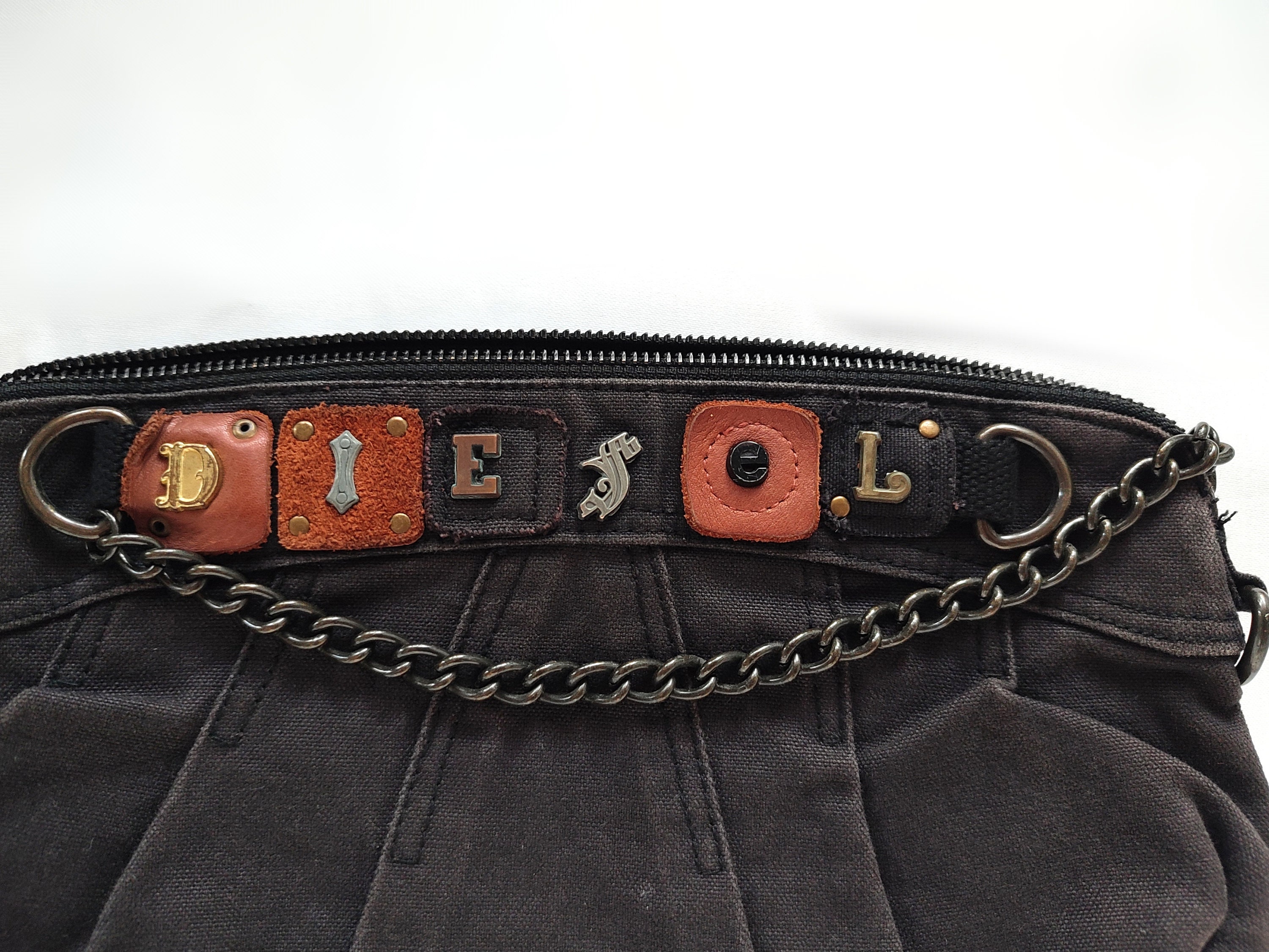 DIESEL Vintage Clutch Bag With Leather Logo, 2000's Y2k