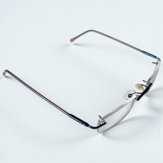Vintage Rimless Eyeglasses Rectangular Small Opti… - image 10