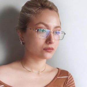 80&#39;s Vintage Gold Rectangular Eyeglasses For Men And Women Optical Glasses Frame NOS Eyewear