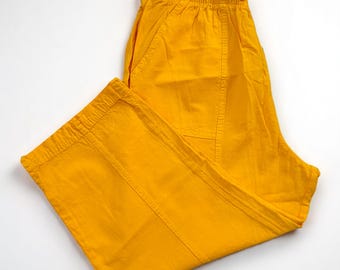 パンツ SCULPTOR 90s Cotton Capri Pant SLO05313B 90's Vintage Yellow Cotton Capri Pants High Waist Pocketed