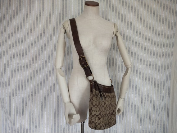 Vintage Coach Brown/beige Monogram Crossbody Bag Authentic 