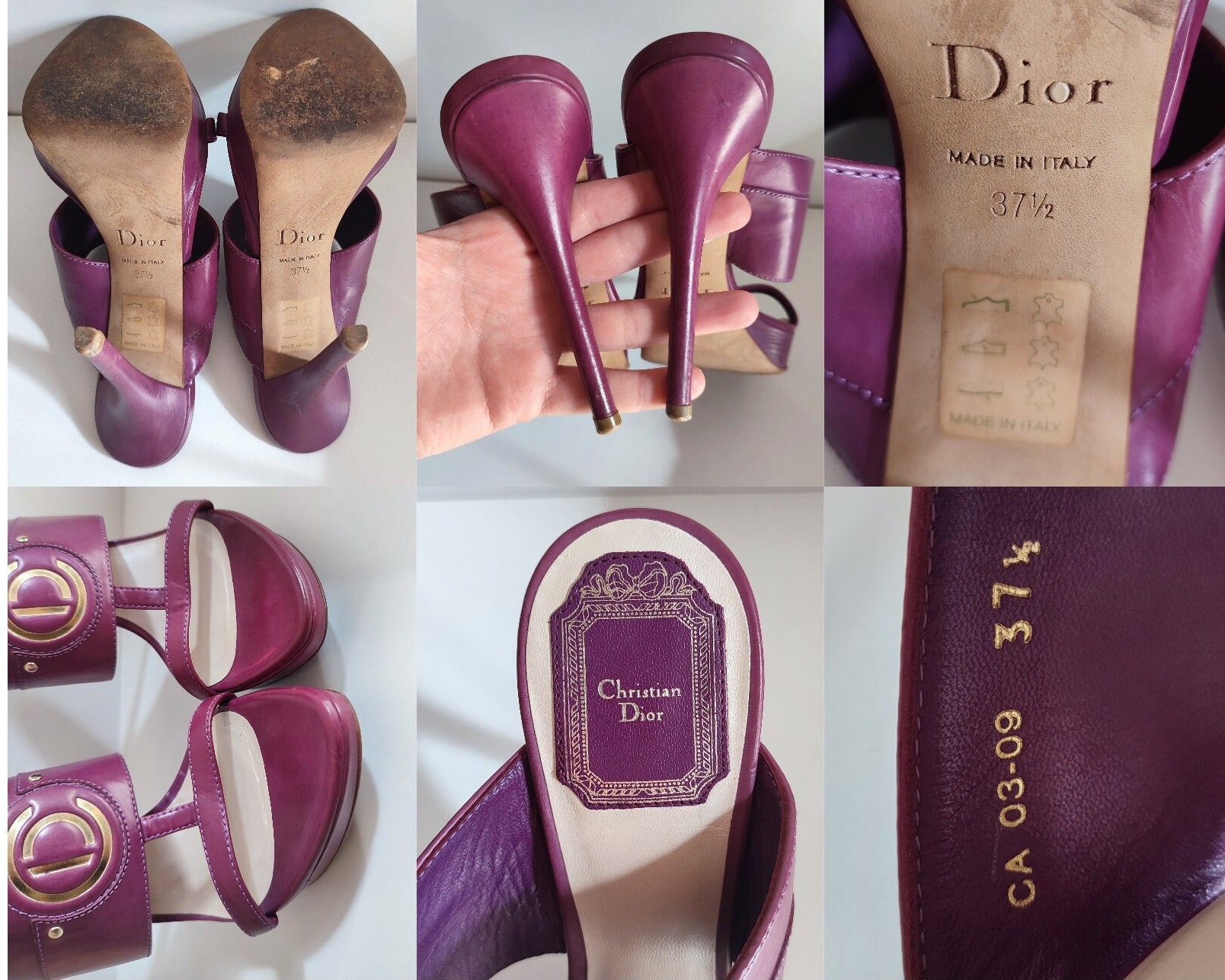 靴 Vintage Dior Leather Pumps 36 1/2 Vintage 90's CHRISTIAN DIOR Paris Black Leather Monogram