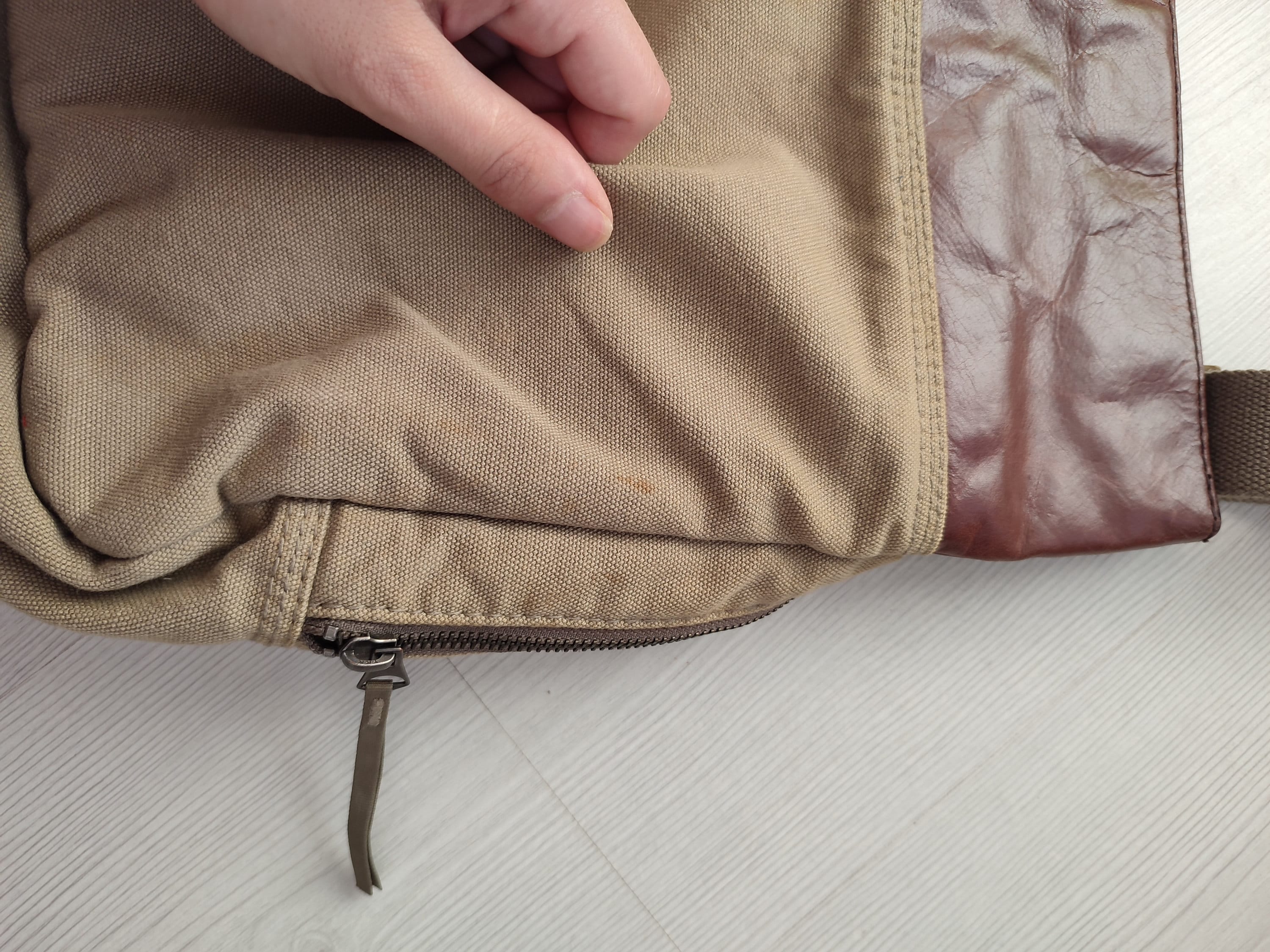 DIESEL Y2k Vintage Leather&canvas Cargo Bag in Khaki Brown 2000