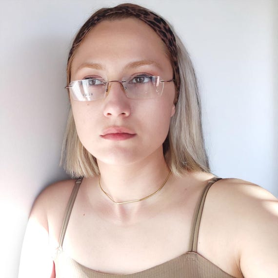 Vintage Rectangular Rimless Red Optical Glasses F… - image 2