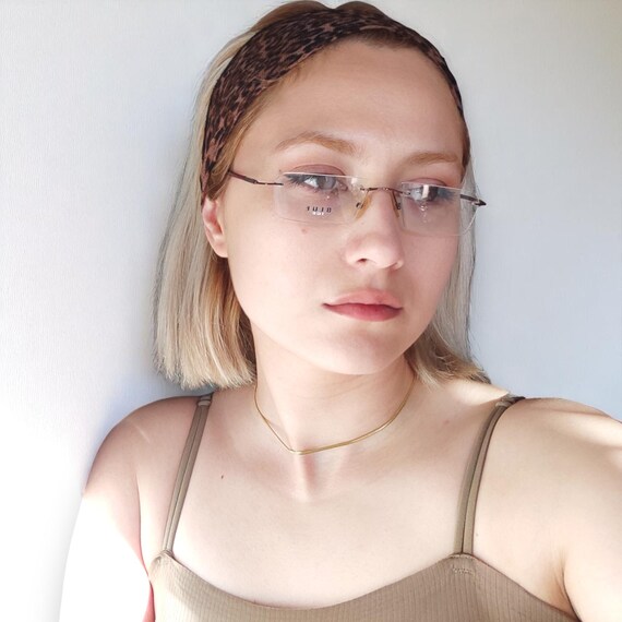 Vintage Rectangular Rimless Red Optical Glasses F… - image 3