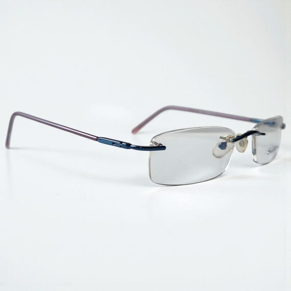 Vintage Rimless Eyeglasses Rectangular Small Opti… - image 2