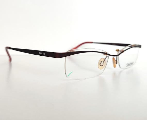Vintage Rectangular Rimless Eyeglasses Frame in R… - image 8