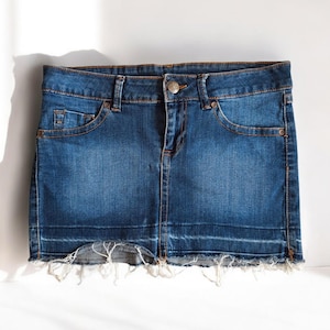 Vintage Mini Denim Skirt, Low Waist Jean Skirt, 00&#39;s Y2k Skirts, Streetwear/Rave/Punk