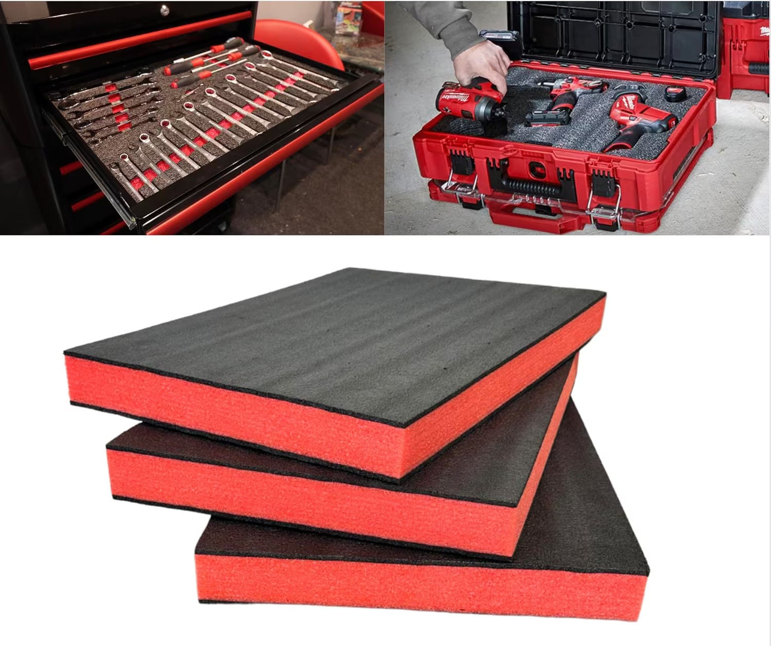 Customizable Tool Box Organizer Tool Foam 16x24 3 PACK Tool Box Foam Organizer Toolbox