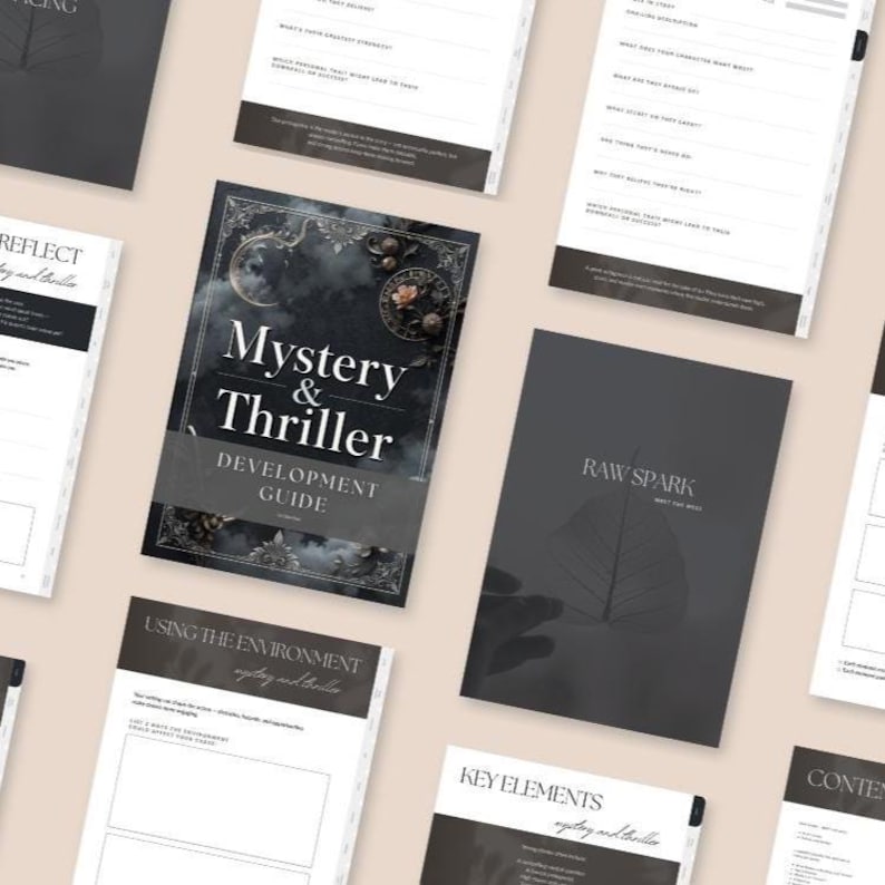 Mystery thriller novel workbook PDF for writers with character, plot, and suspense exercises.