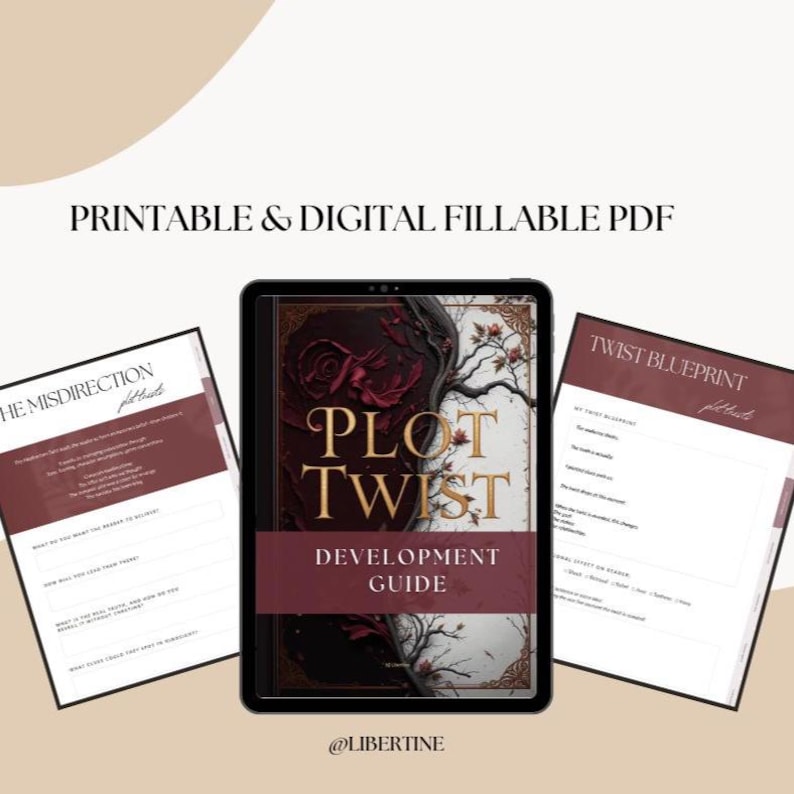 Cover of The Plot Twist Lab interactive creative writing workbook PDF for writers of thriller, fantasy, romance, and mystery