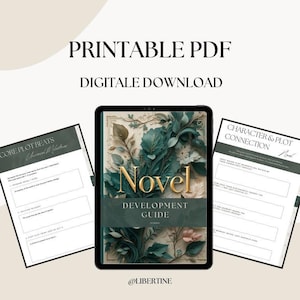 Novel Writing Planner PDF with prompts, worksheets, and trackers for authors to plan and write their book