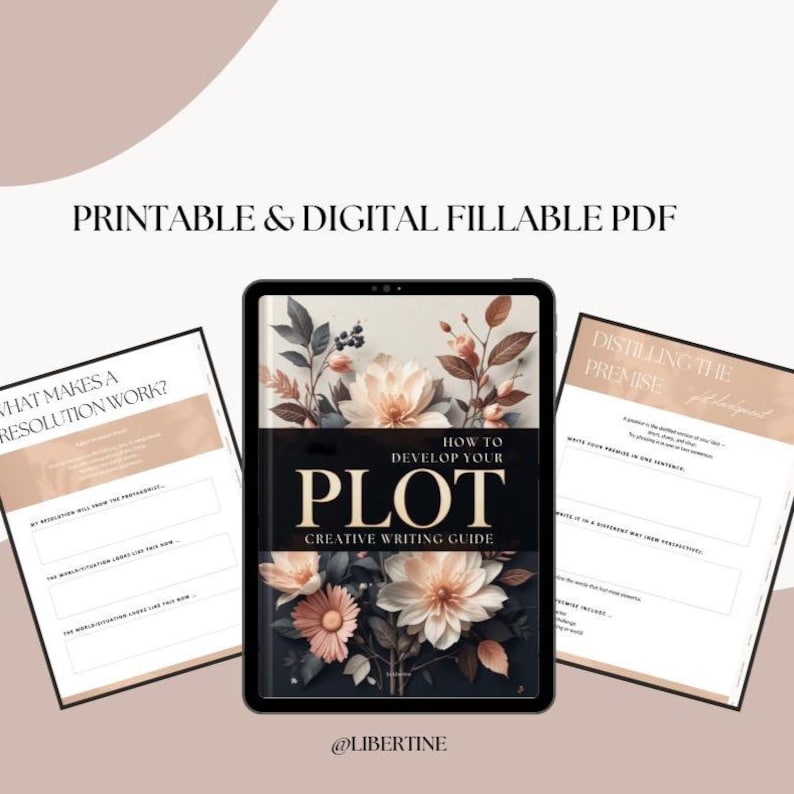 Story planning worksheet from the Plot Development Workbook – guided writing prompts for authors to develop characters and structure plots.