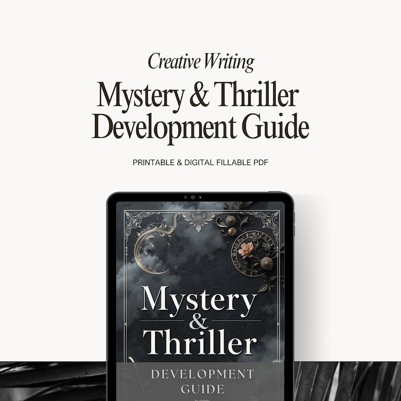 Mystery thriller novel workbook PDF for writers with character, plot, and suspense exercises.