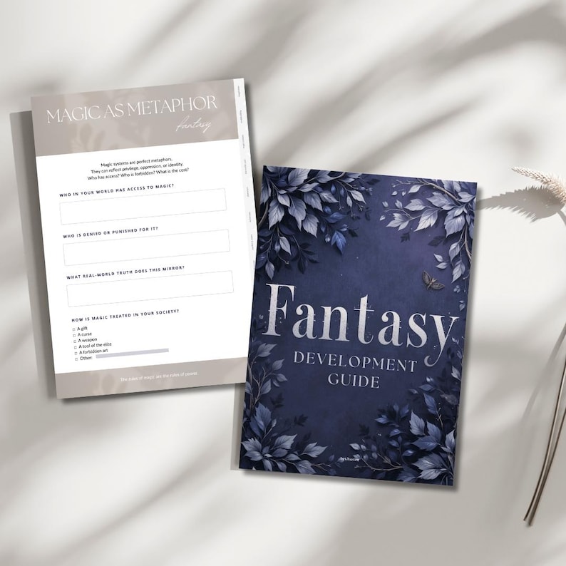 Fantasy Creative Writing Workbook PDF – 12 interactive chapters with prompts, worldbuilding tips, and exercises for writers.