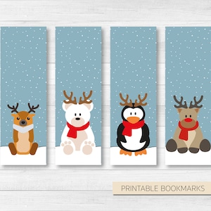 5 Printable Bookmarks Christmas | Set of 5 winter bookmarks | christmas bookmarks | gifts for her & for him | bookmark set kids | present