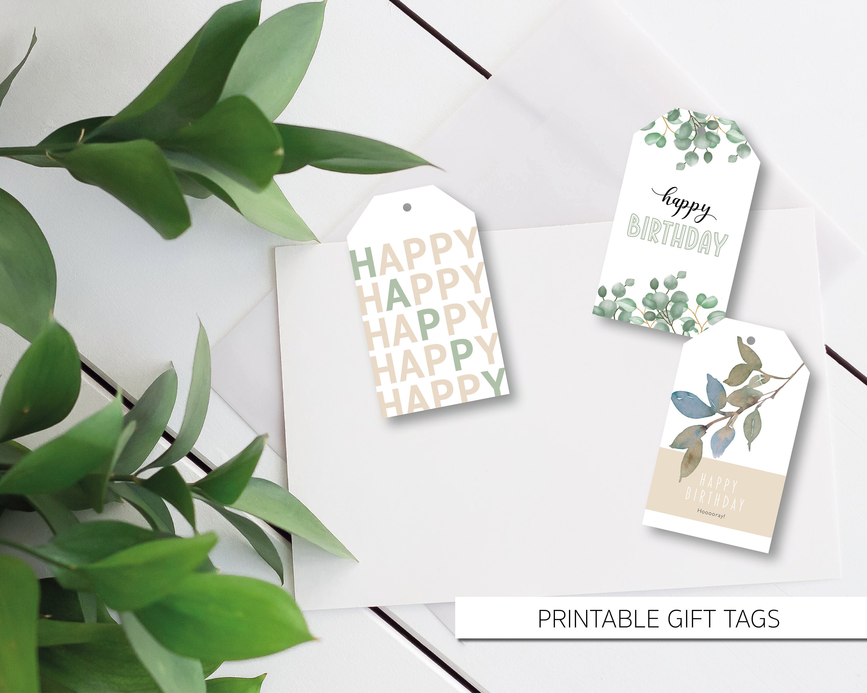 10 Printable Birthday Gift Tags "plant" | Set Birthday Gift Tags | Gift ...