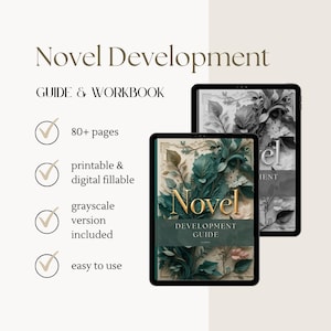 Novel Writing Planner PDF with prompts, worksheets, and trackers for authors to plan and write their book