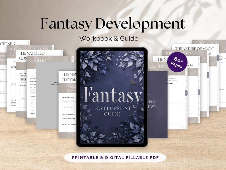 Fantasy Creative Writing Workbook PDF – 12 interactive chapters with prompts, worldbuilding tips, and exercises for writers.