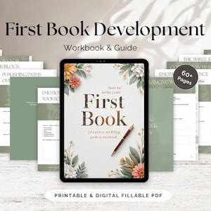 Eerste schrijfgids voor boeken | Interactieve PDF-werkmap voor auteurs | Planner voor creatief schrijven en zelfpublicatie