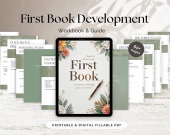 First Book Writing Guide | Interactive PDF Workbook for Aspiring Authors | Creative Writing Planner & Self-Publishing Tool