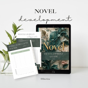 Novel Writing Planner PDF with prompts, worksheets, and trackers for authors to plan and write their book