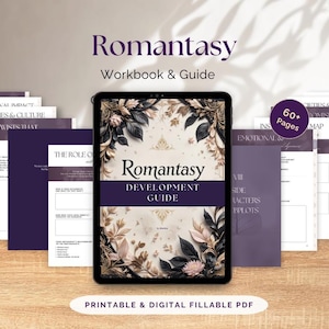 Romantasy Writing Guide | 12-Section Interactive Story Planner PDF for Romance & Fantasy Authors | Canva Fillable Workbook