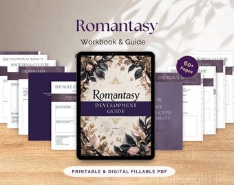 Romantasy Writing Guide | 12-Section Interactive Story Planner PDF for Romance & Fantasy Authors | Canva Fillable Workbook