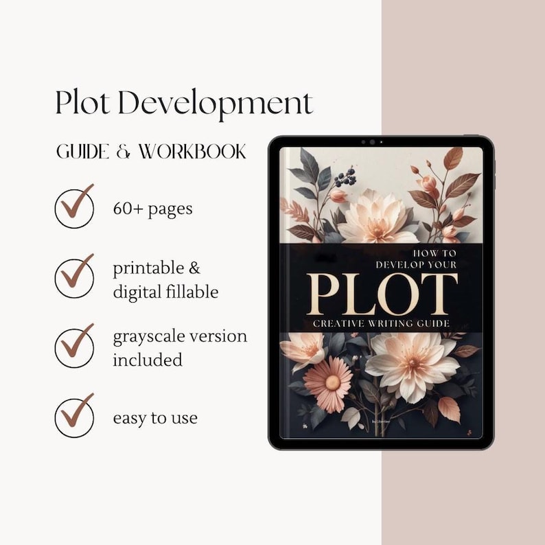 Story planning worksheet from the Plot Development Workbook – guided writing prompts for authors to develop characters and structure plots.