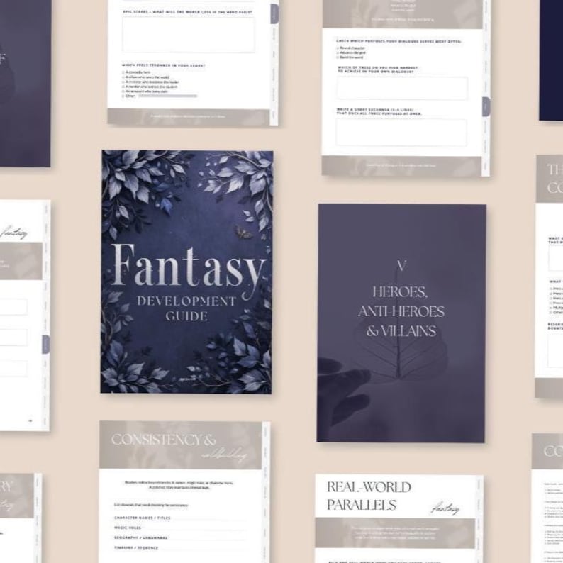 Fantasy Creative Writing Workbook PDF – 12 interactive chapters with prompts, worldbuilding tips, and exercises for writers.